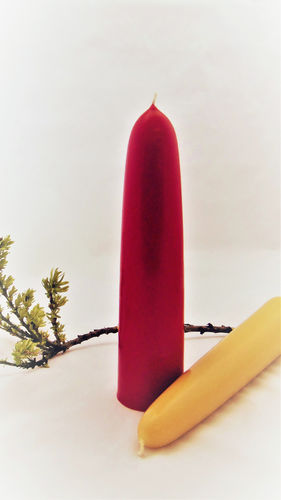 Große Kerze 250x40, natur/rot